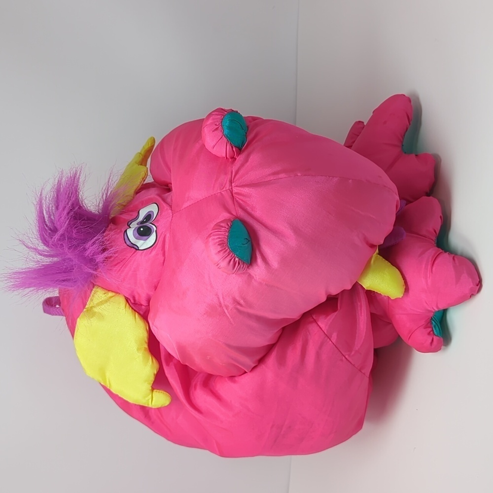 Fisher Price Big Things Plush Dragon Nylon Vintage 1994 Bright Piink